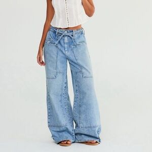 Free people crvy outlaw mid rise wide denim